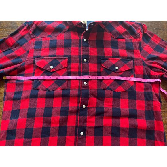 Roebuck & Co. Red & Black Plaid Flannel Shirt Men's Size XL - Picture 5 of 7